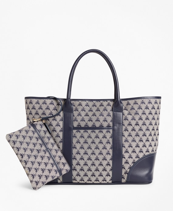 Leather-Trimmed Logo Jacquard Tote Bag