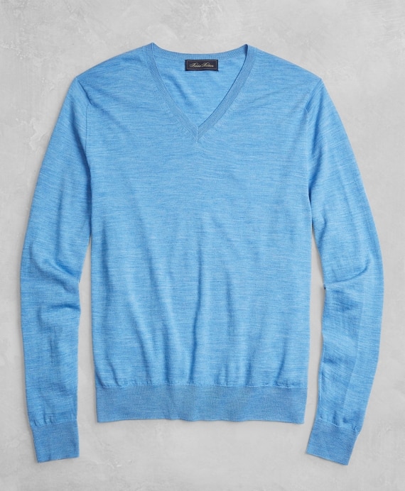 Golden Fleece® 3-D Knit Fine-Gauge Merino V-Neck Sweater