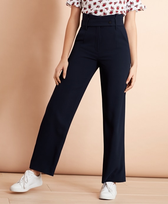 Crepe High-Rise Wide-Leg Pants
