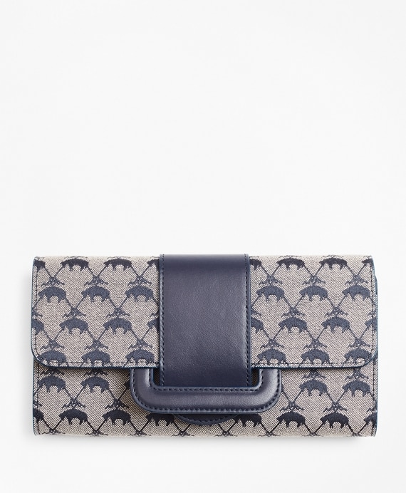 Leather-Trimmed Logo Jacquard Envelope-Flap Wallet