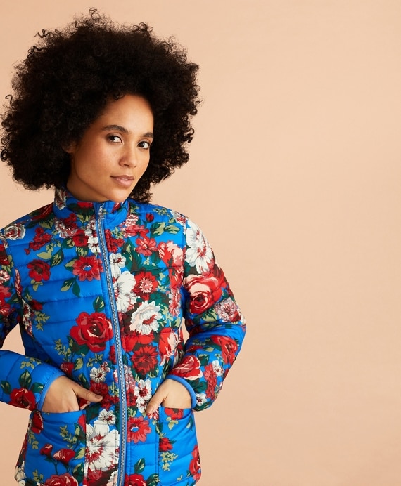 Reversible Floral-Print Puffer Jacket