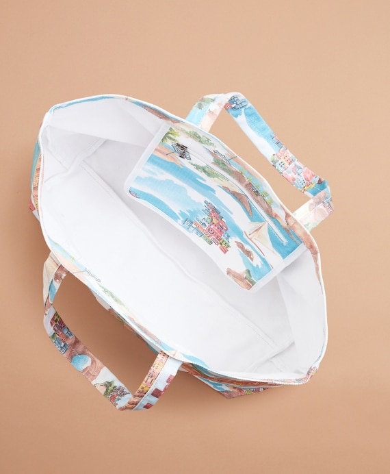 Tropical-Print Canvas Tote Bag