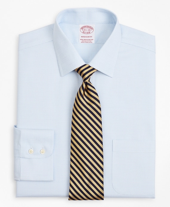 Stretch Madison Classic-Fit Dress Shirt, Non-Iron Twill Ainsley Collar Micro-Check