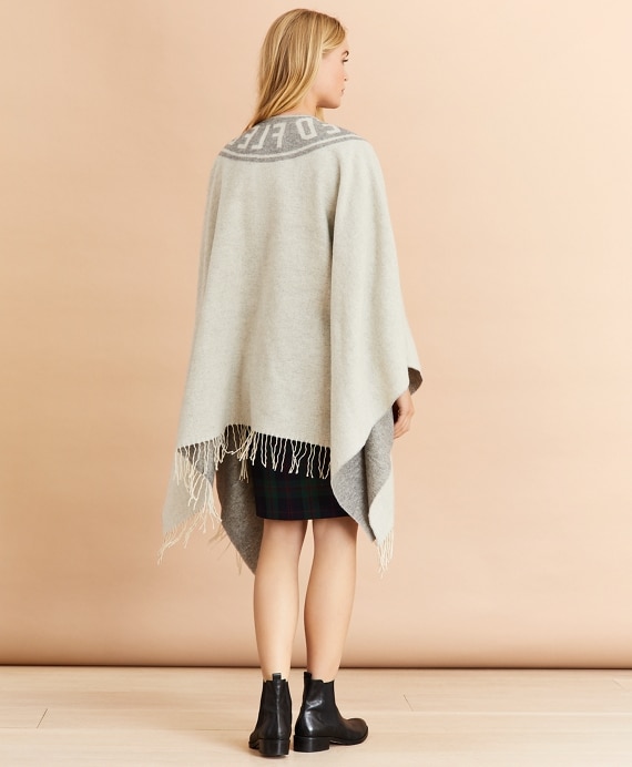 Logo-Pattern Wool-Blend Ruana