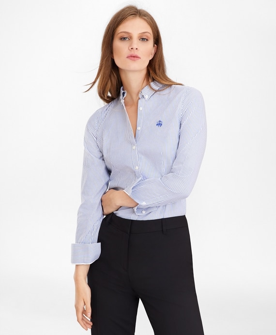 Petite Non-Iron Tailored-Fit Bengal Stripe Supima® Cotton Pinpoint Oxford Shirt