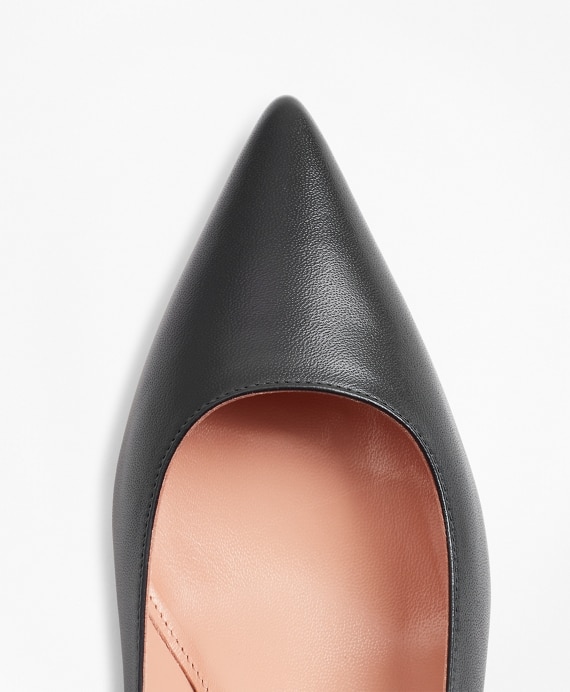 Leather Point-Toe Kitten Heels