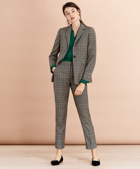 Plaid Wool Twill Cuffed Pants