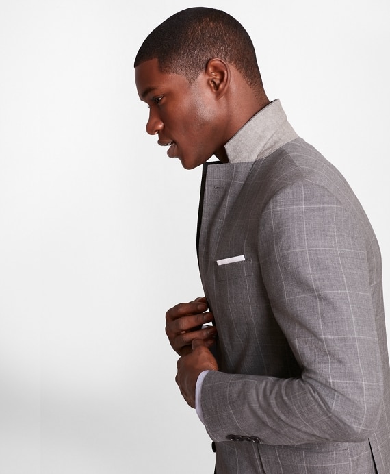 BrooksGate™ Regent-Fit Windowpane Wool Suit Jacket