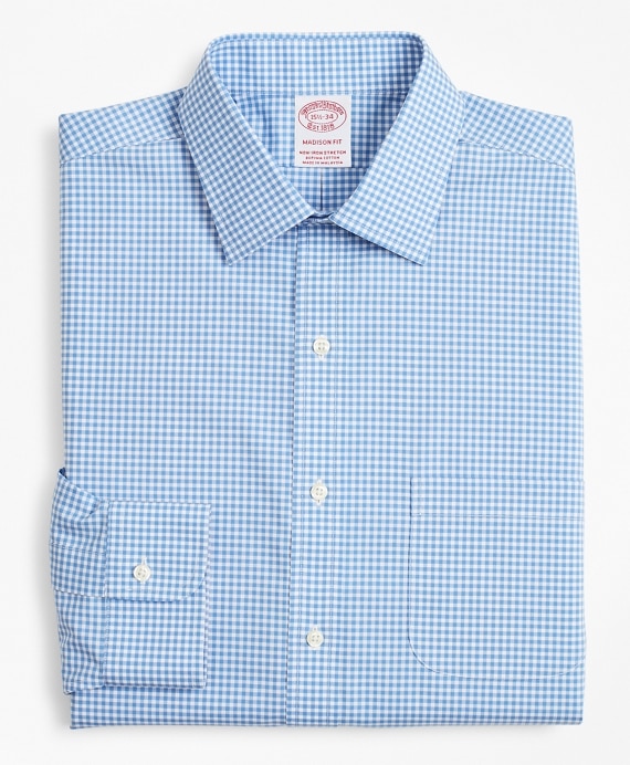 Stretch Madison Classic-Fit Dress Shirt, Non-Iron Poplin Ainsley Collar Gingham