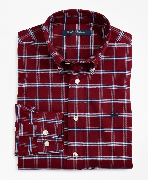 Boys Non-Iron Oxford Windowpane Sport Shirt