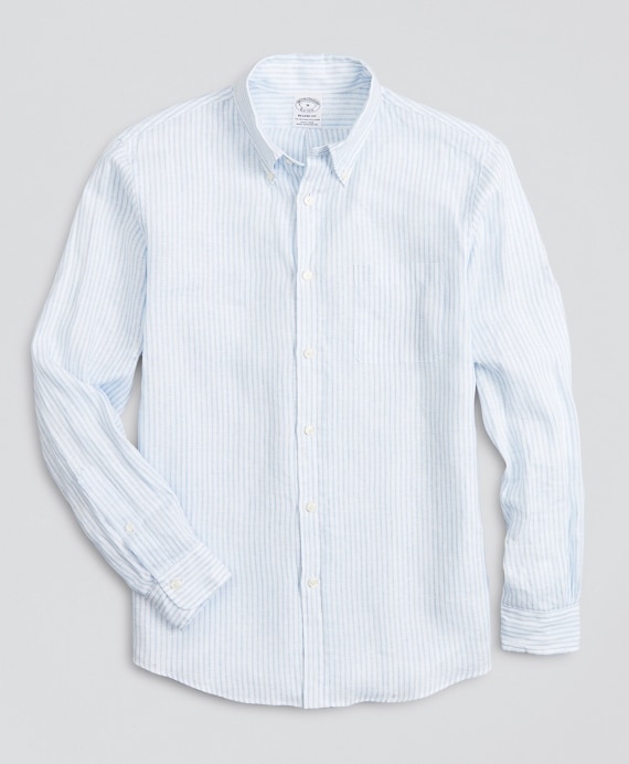 Regent Fitted Sport Shirt, Irish Linen Dobby Stripe