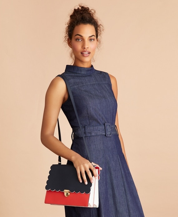 Color-Block Saffiano Leather Shoulder Bag