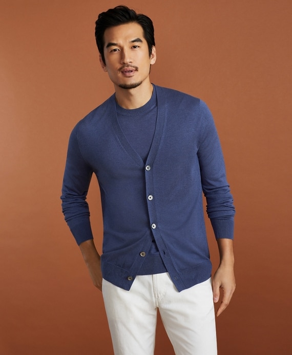 Golden Fleece® 3-D Knit Fine-Gauge Silk Cardigan Sweater