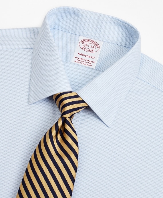 Stretch Madison Classic-Fit Dress Shirt, Non-Iron Twill Ainsley Collar Micro-Check