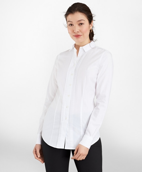 Tailored-Fit Non-Iron Dobby-Stripe Cotton Tuxedo Shirt