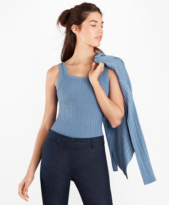 Metallic Rib-Knit Shell