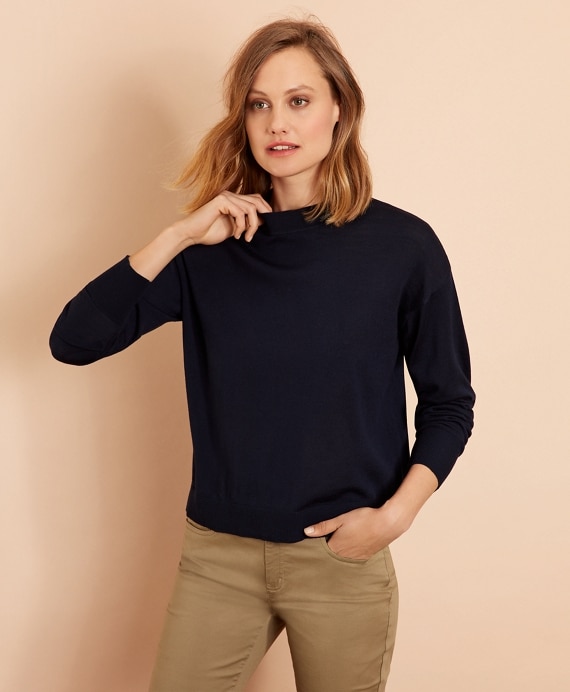 Merino Wool Pointelle-Detail Crewneck Sweater