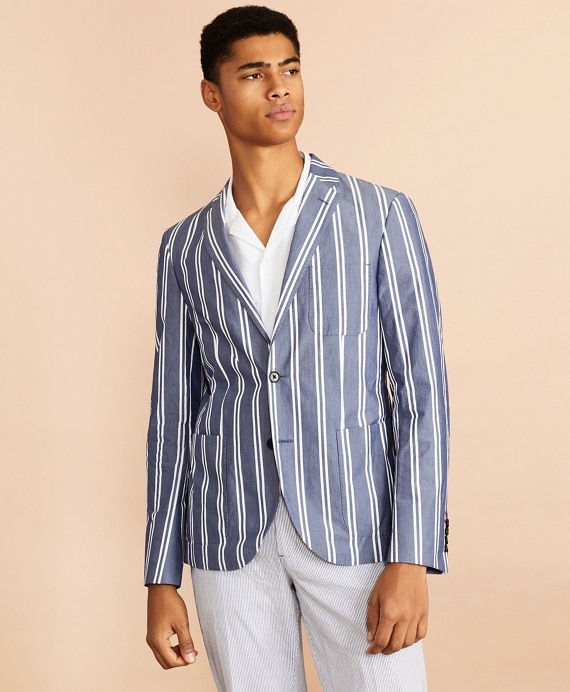 Striped Cotton Chambray Sport Coat