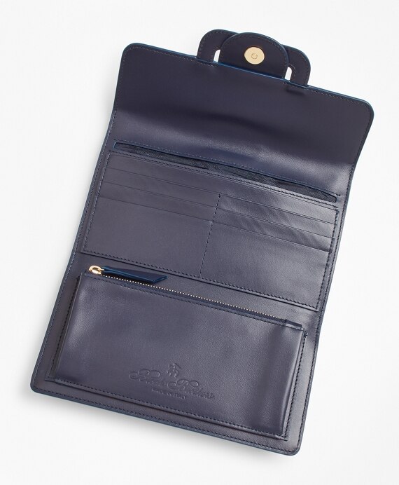 Leather-Trimmed Logo Jacquard Envelope-Flap Wallet