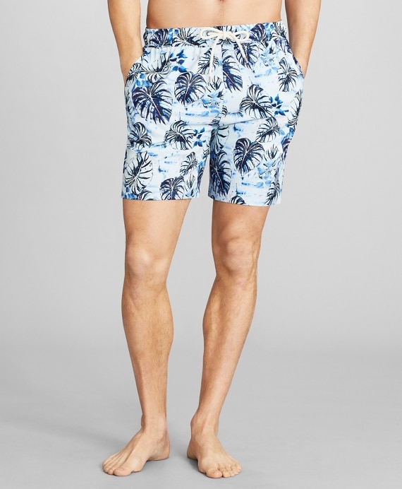Montauk 6 Leaf Print Swim Trunks