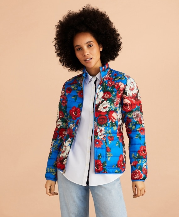 Reversible Floral-Print Puffer Jacket