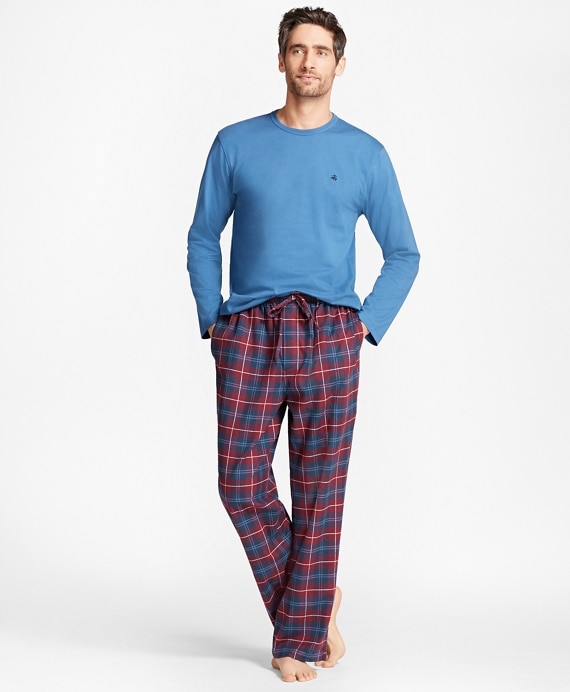 Outlined Plaid Flannel Lounge Set