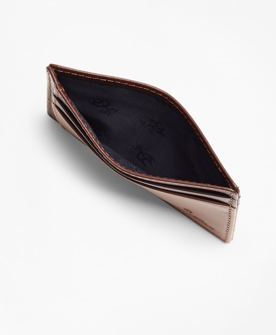 Embossed Leather Card Case Saddle Trim