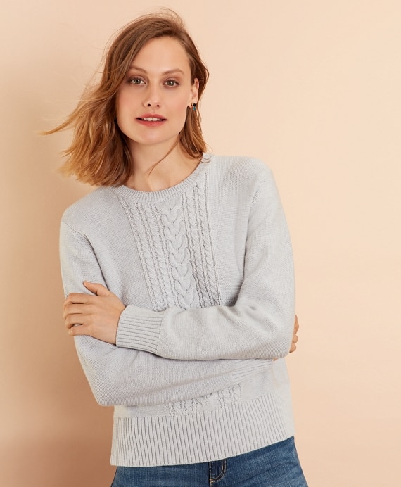 Wool-Cotton Cable-Knit Sweater
