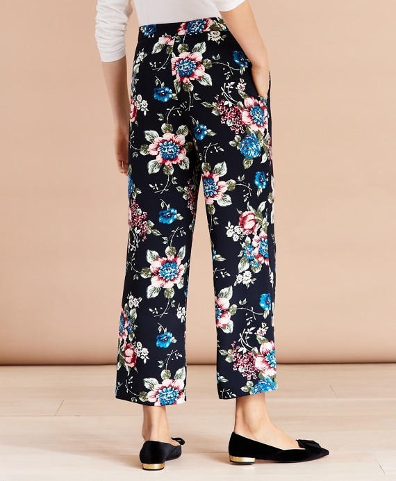 Floral-Print Cropped Wide-Leg Pants