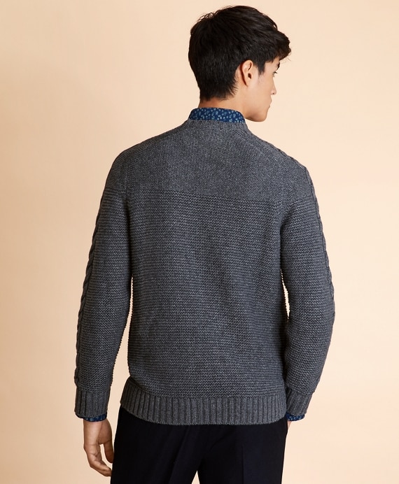 Textured Cable-Knit Crewneck Sweater