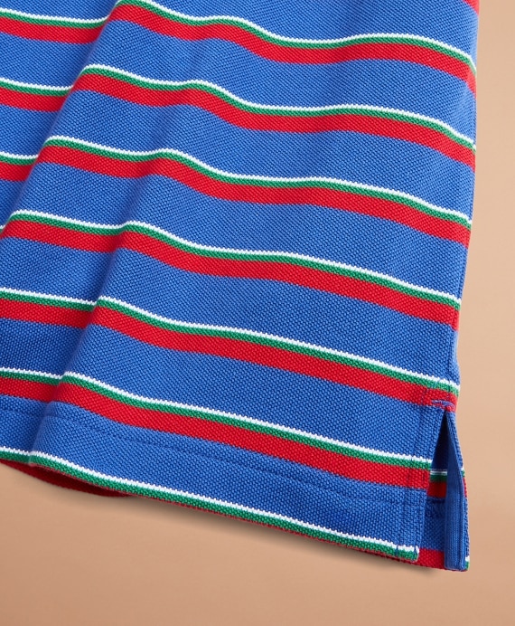 Striped Pique Patch Polo Shirt