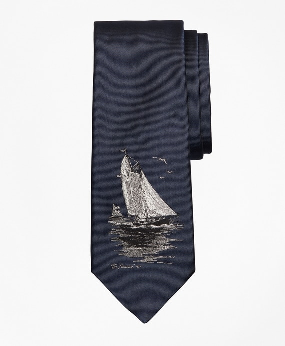 Limited Edition Archival Collection Sail Boat Motif Silk Tie