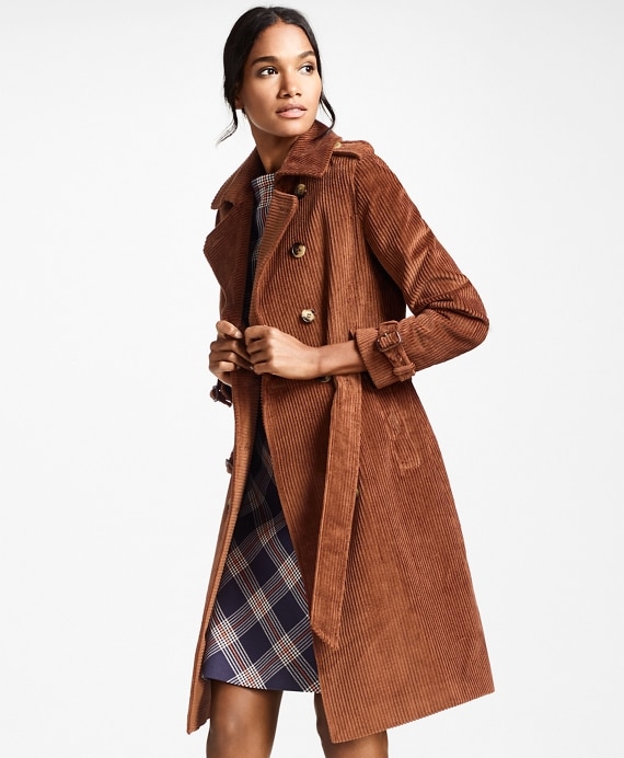 Water-Repellent Cotton Corduroy Trench Coat