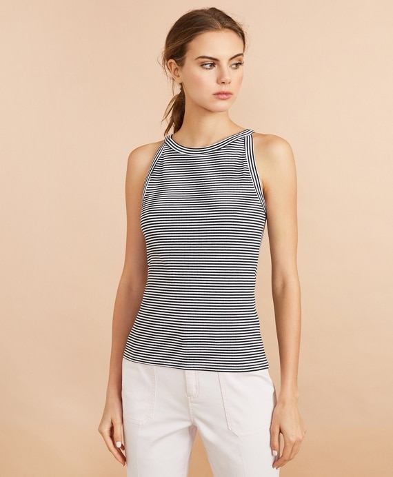 Striped Rib-Knit Tank Top