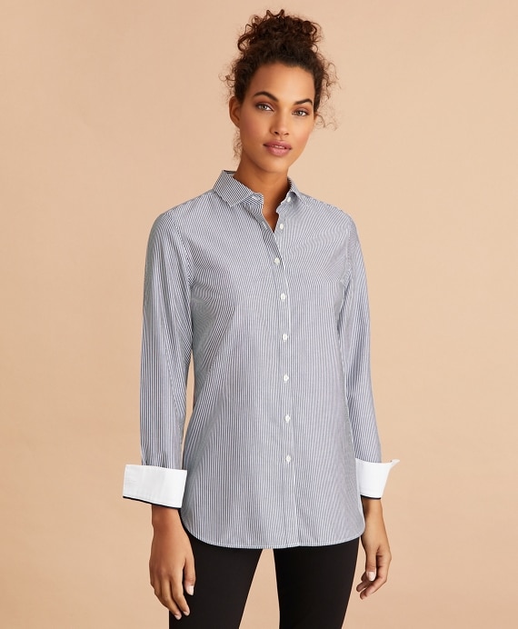 Non-Iron Striped Cotton Broadcloth Tunic