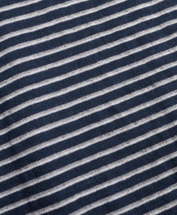 Striped Double-Knit Long-Sleeve Henley