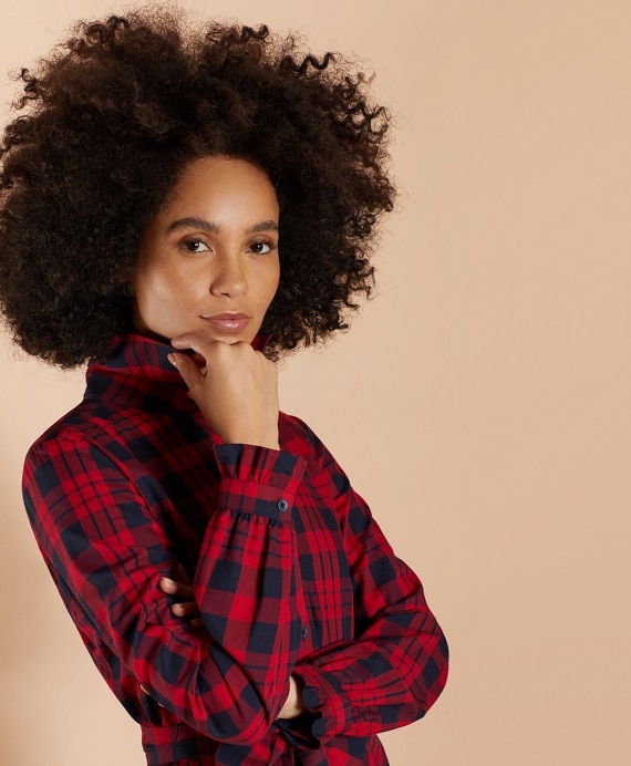 Plaid Cotton Brushed Twill Shirt Dress