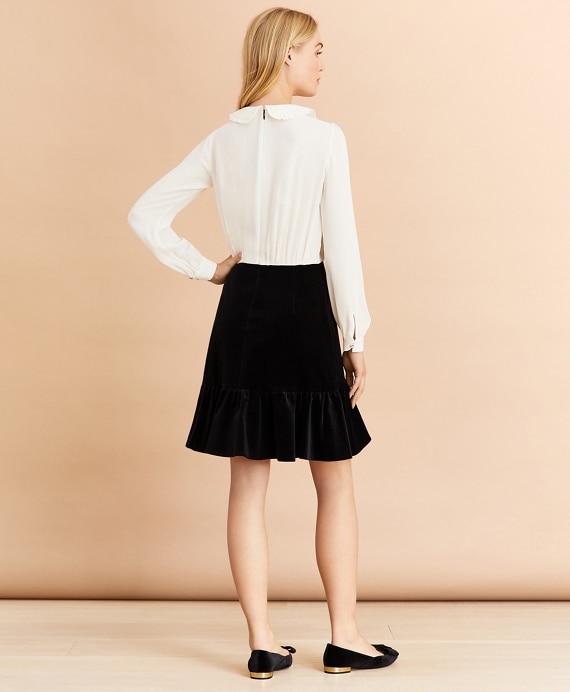 Velvet & Crepe Shirt Dress