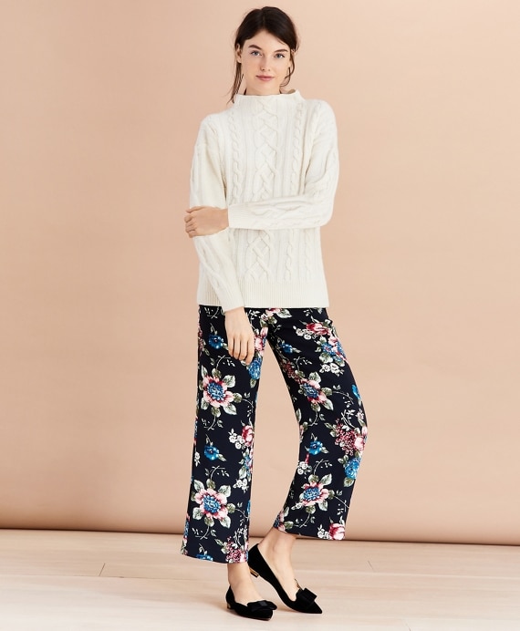 Stretch Merino Wool Cable-Knit Sweater