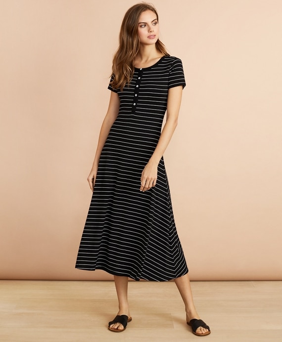 Striped Jersey Midi Dress