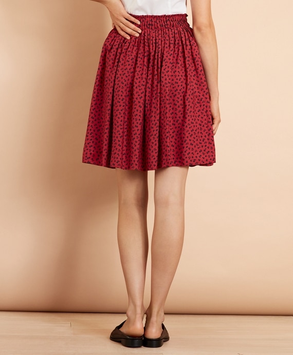 Floral-Print Dobby Pleated Skirt