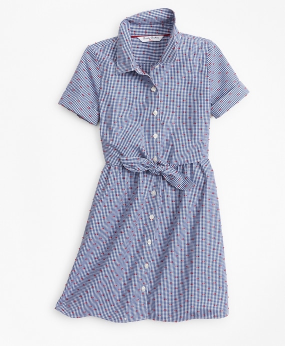 Girls Cotton Gingham Shirt Dress