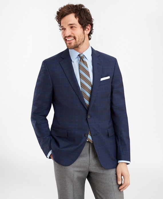 Regent Fit Navy Plaid Sport Coat