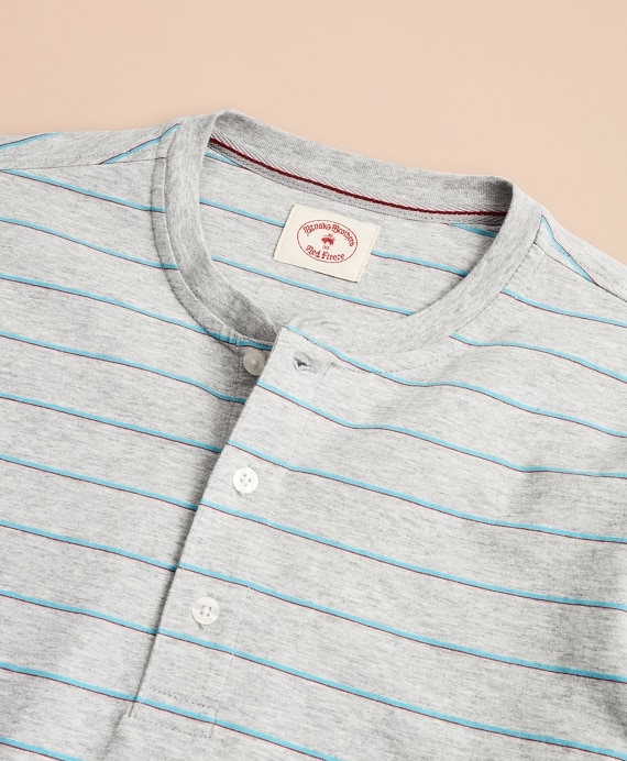Striped Cotton Jersey Short-Sleeve Henley