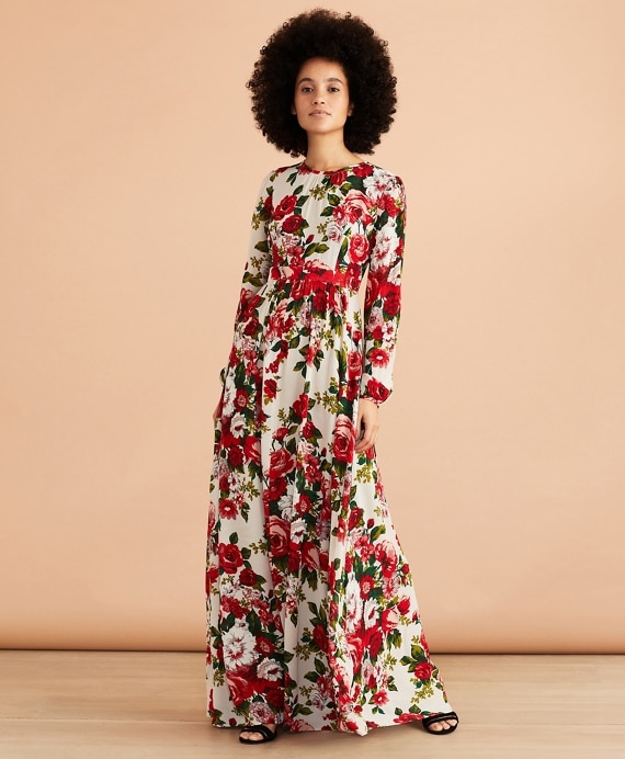 Floral-Print Crepe Maxi Dress