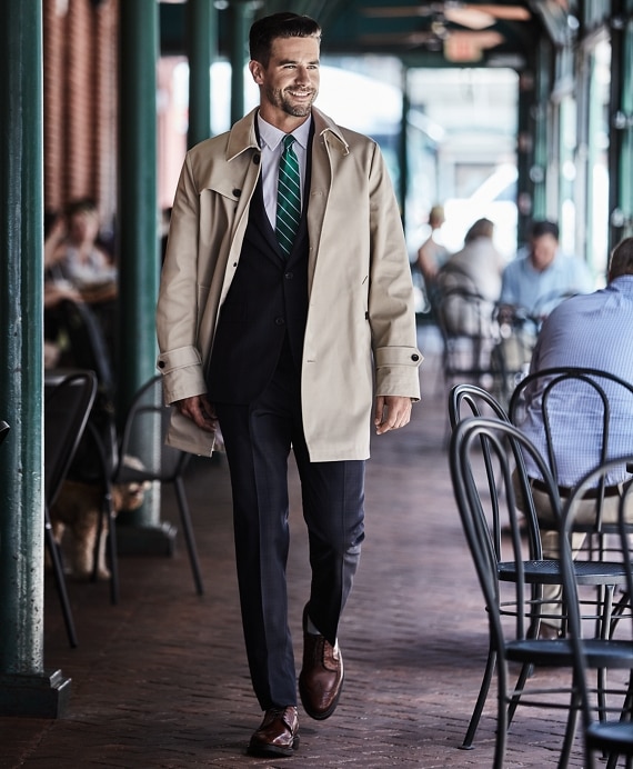 Water-Resistant Single-Breasted Trench Coat