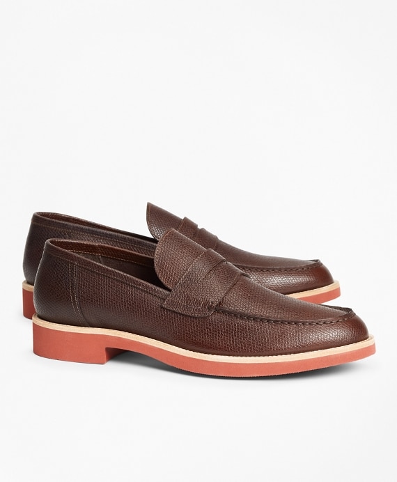 Textured Leather Penny Loafers