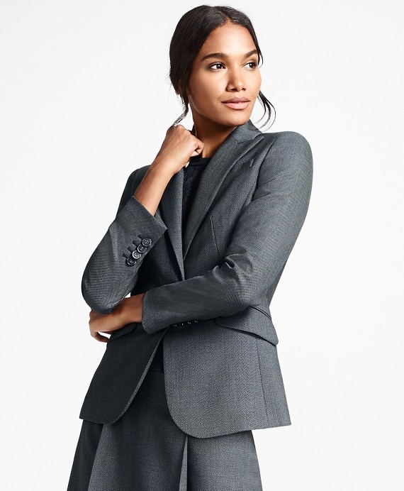 Petite Bird's-Eye Stretch-Wool One-Button Jacket