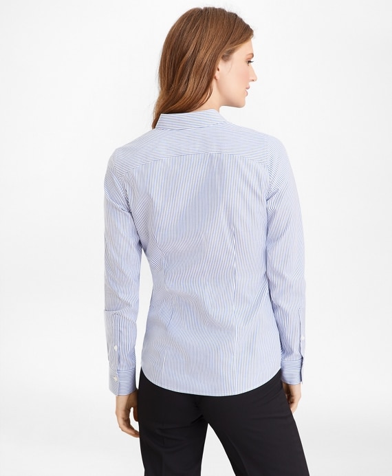 Petite Non-Iron Tailored-Fit Bengal Stripe Supima® Cotton Pinpoint Oxford Shirt
