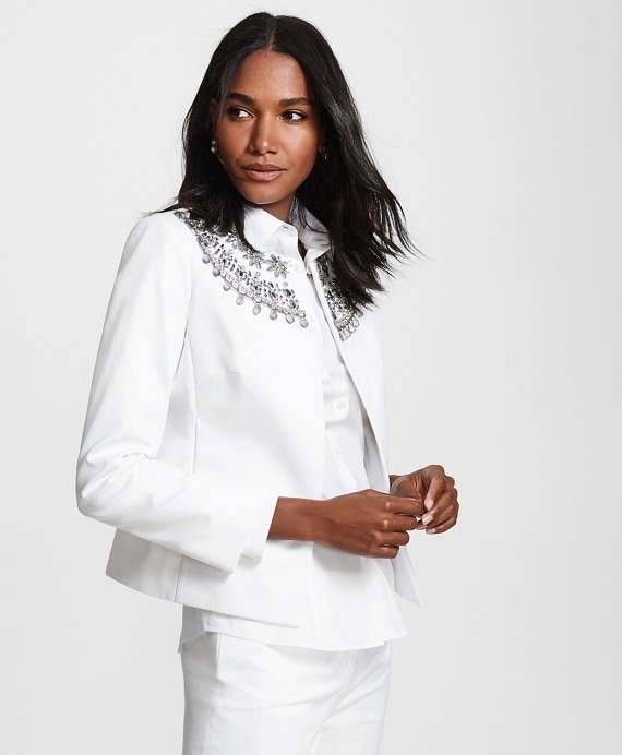 Beaded Cotton Sateen Jacket